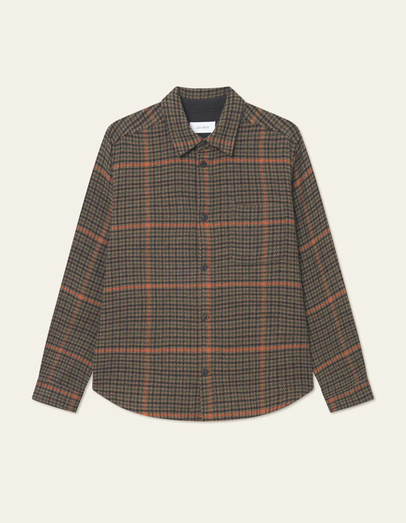 Kody Houndstooth Overshirt - Teak Brown