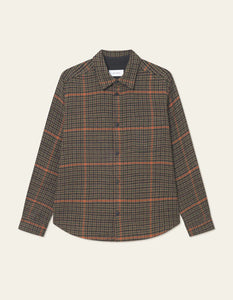 Kody Houndstooth Overshirt - Teak Brown