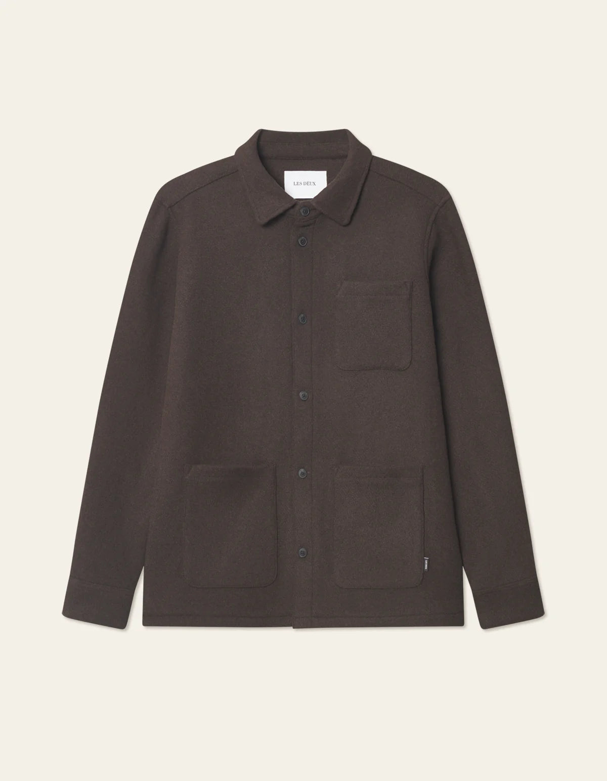 Jason Solid Wool Overshirt - Brown