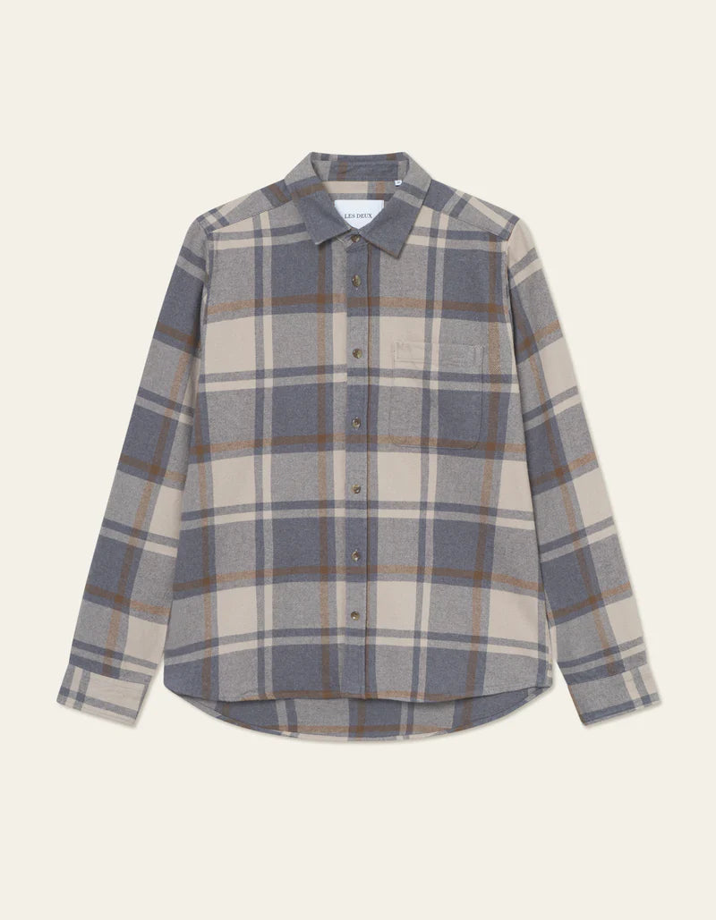 Jeremy Check Flannel Shirt - Grey Melange