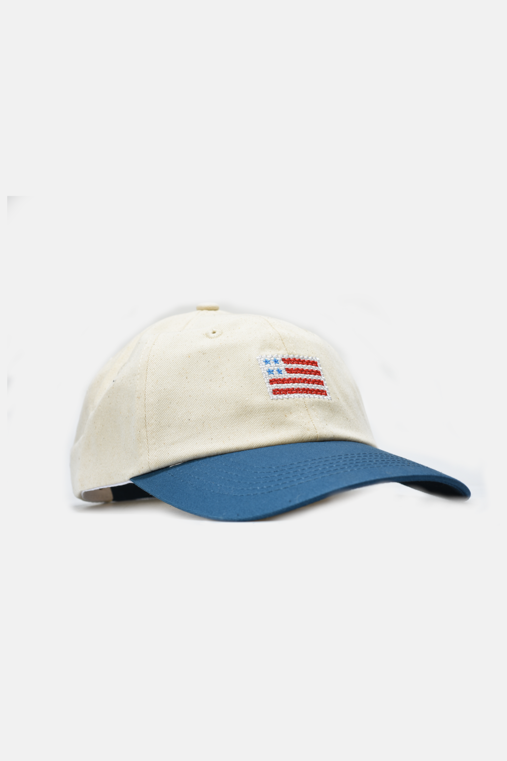 US Flag Needlepoint Hat: Blue