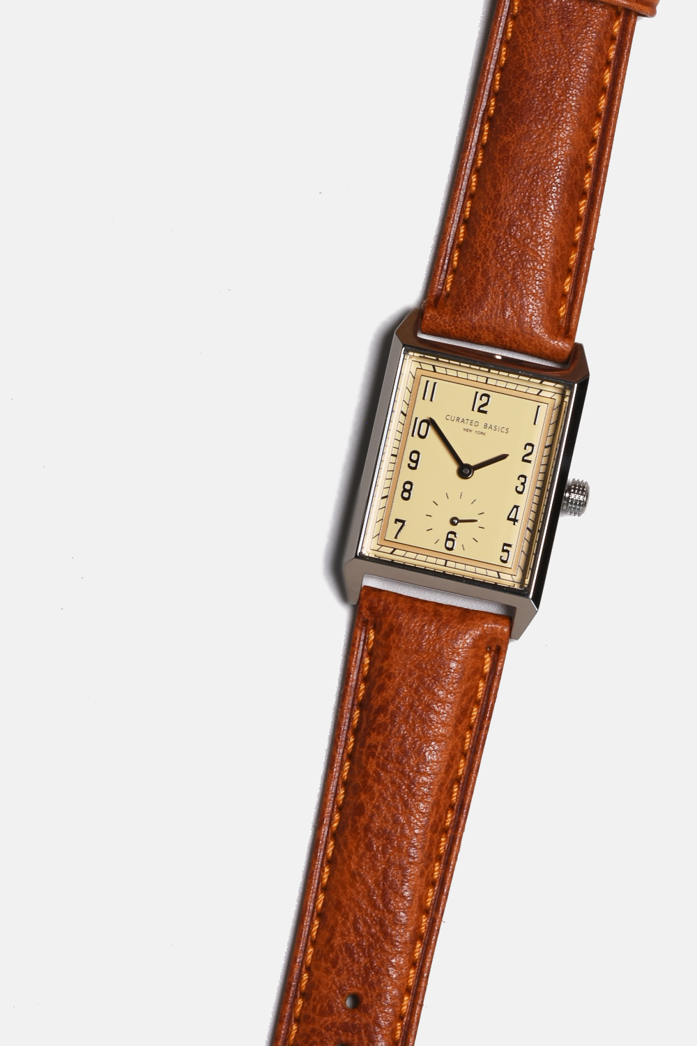 Classic Rectangular Watch: Brown Leather