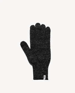 Black Melange Ragg Wool Full Glove With or Without Deer: Natural Deer / Medium