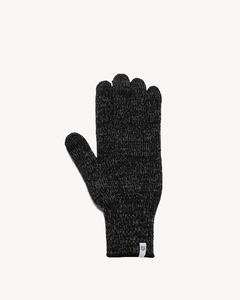 Black Melange Ragg Wool Full Glove With or Without Deer: Natural Deer / Small