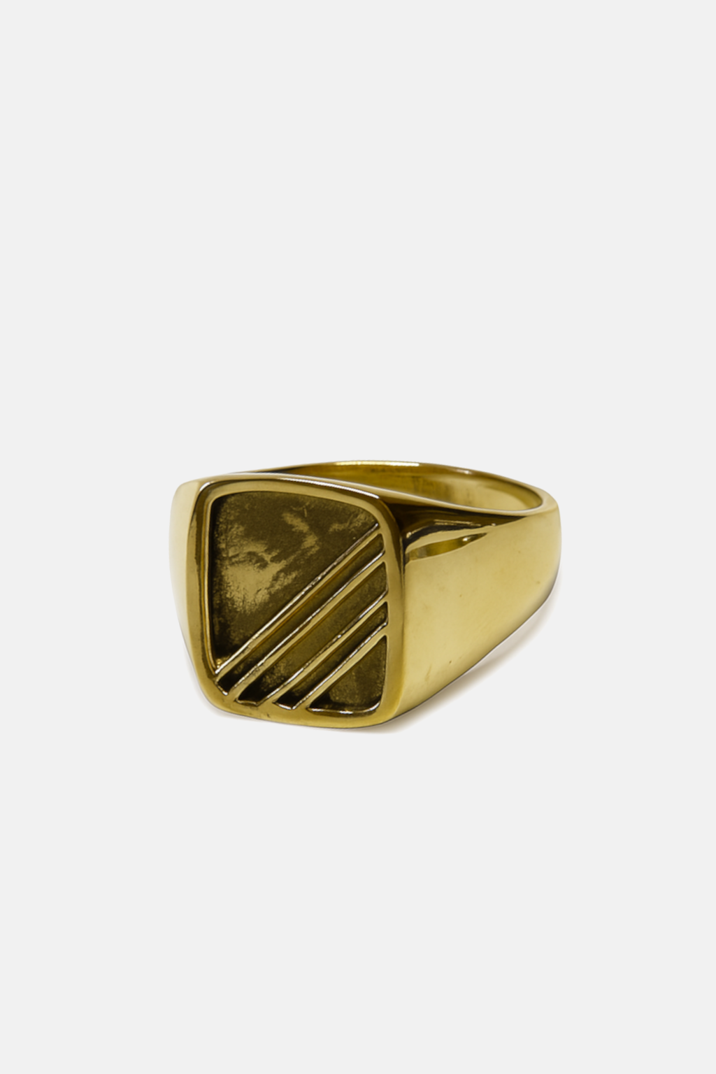 Brass Square Striped Ring: 10