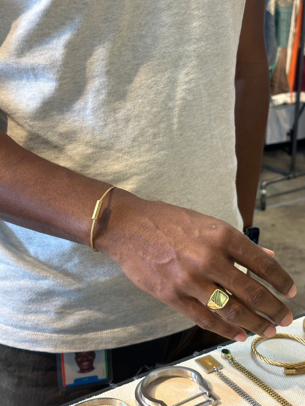 Brass Square Striped Ring: 10