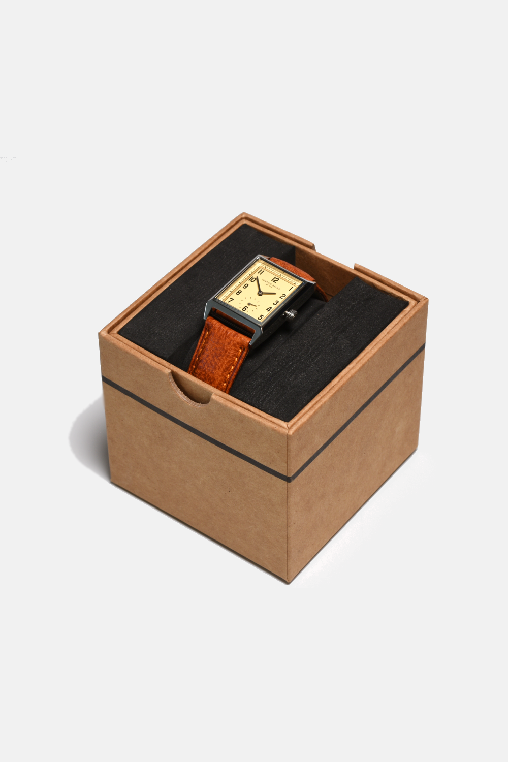 Classic Rectangular Watch: Black Leather