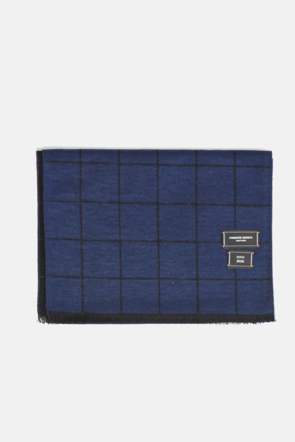 Brushed Silk Window-Pane Scarf: Purple/Charcoal