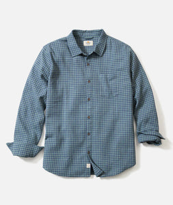 Stretch Selvage Long Sleeve Shirt - Green/Navy Gingham