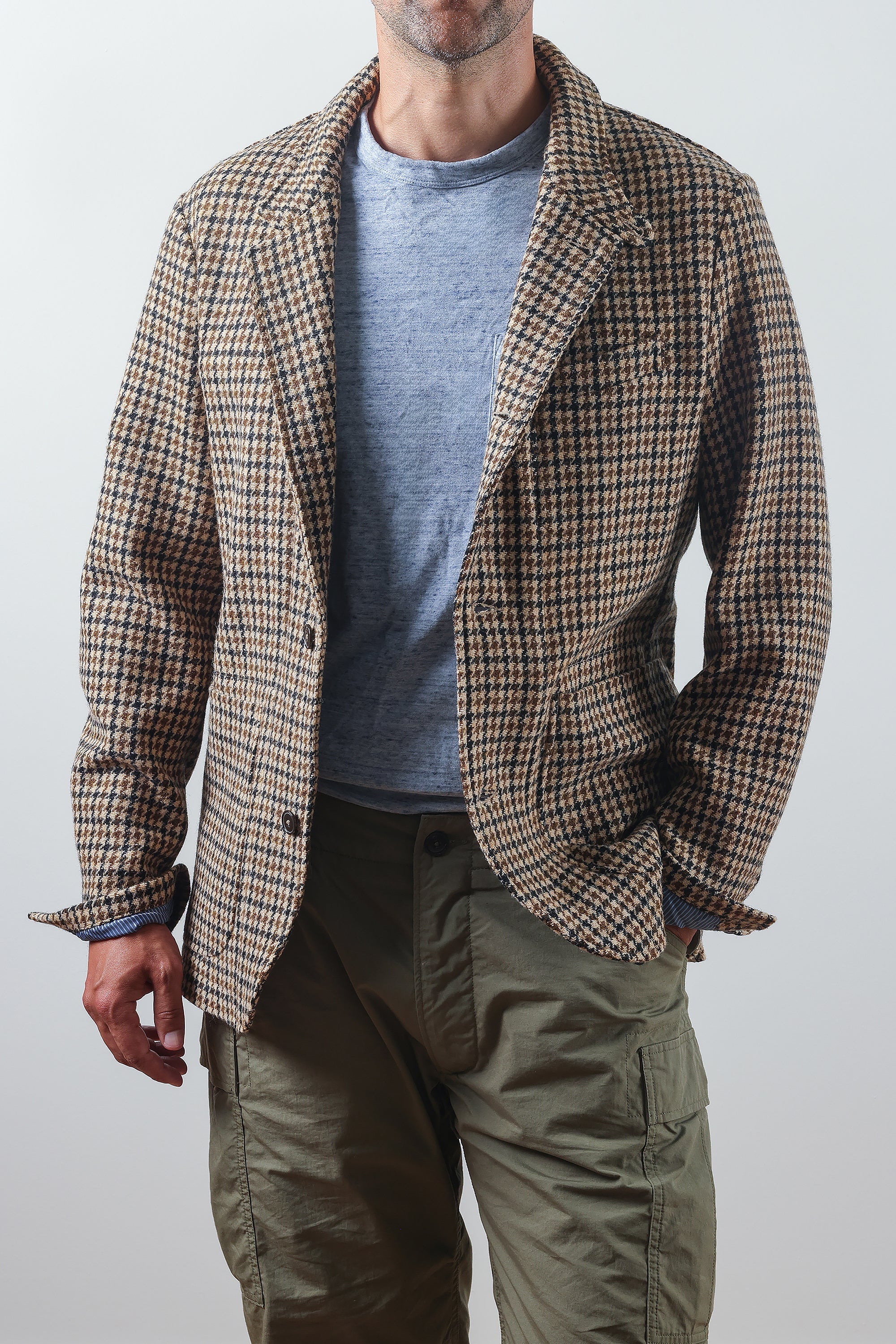 Heritage Trap Blazer - Camel Guncheck
