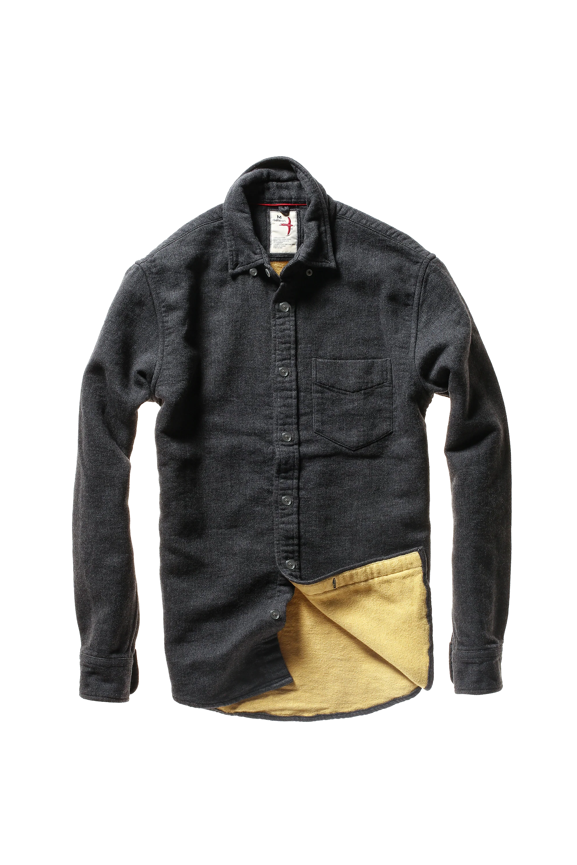 Plaid Chamois-Lined Flannel - Charcoal Herringbone