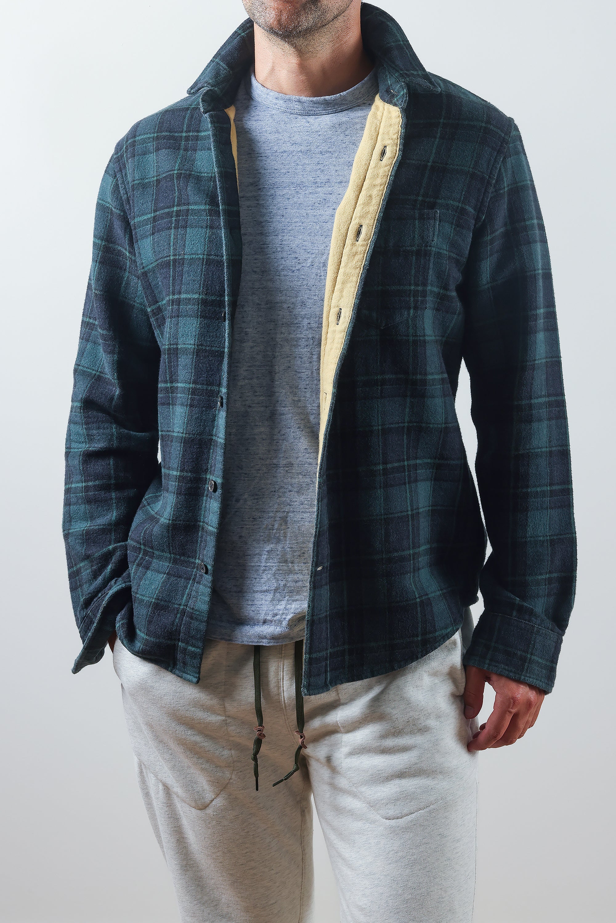 Plaid Chamois-Lined Flannel - Green/Navy/Black Plaid
