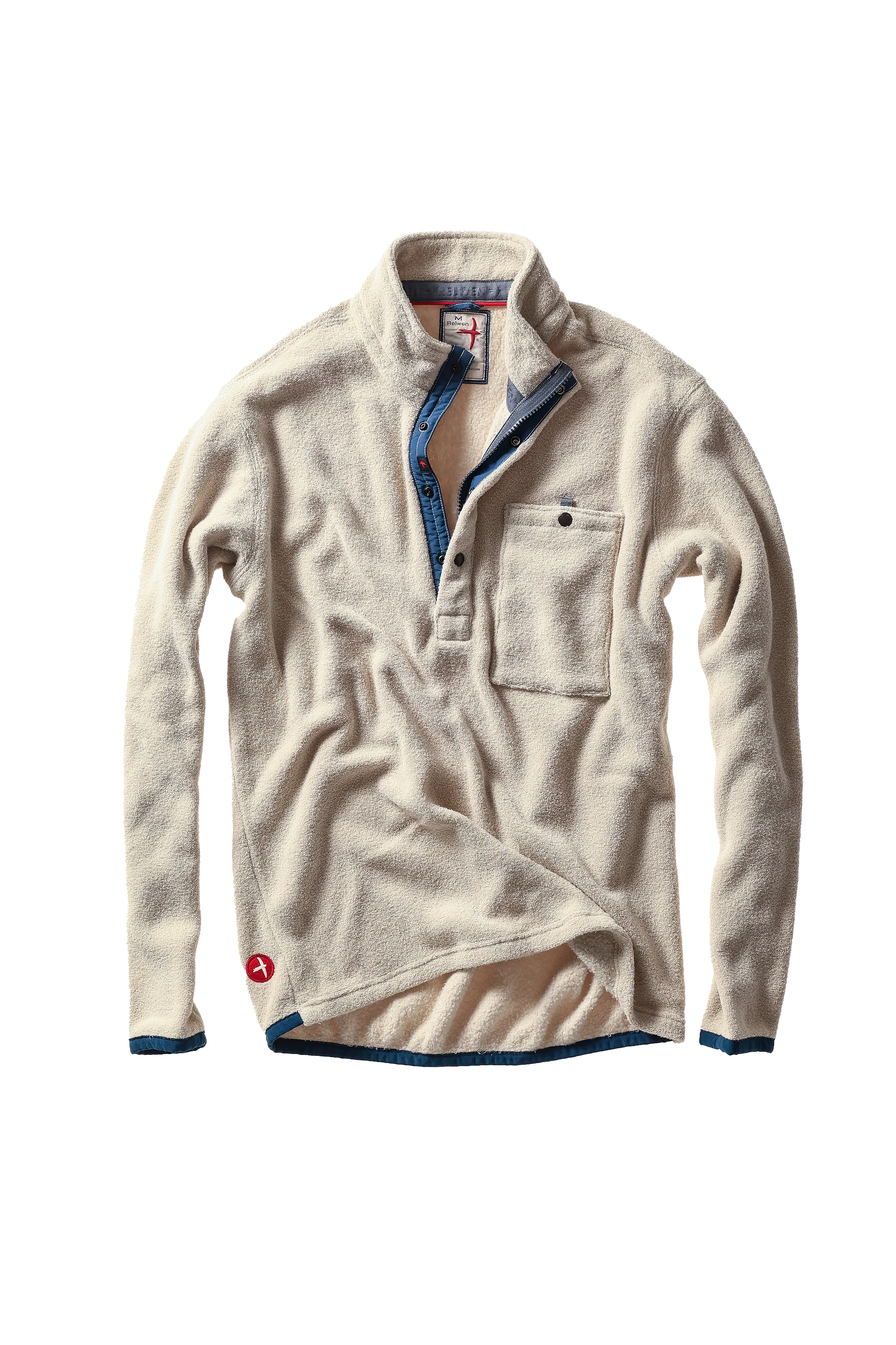 Terry Snap-Zip Mock - Biscuit