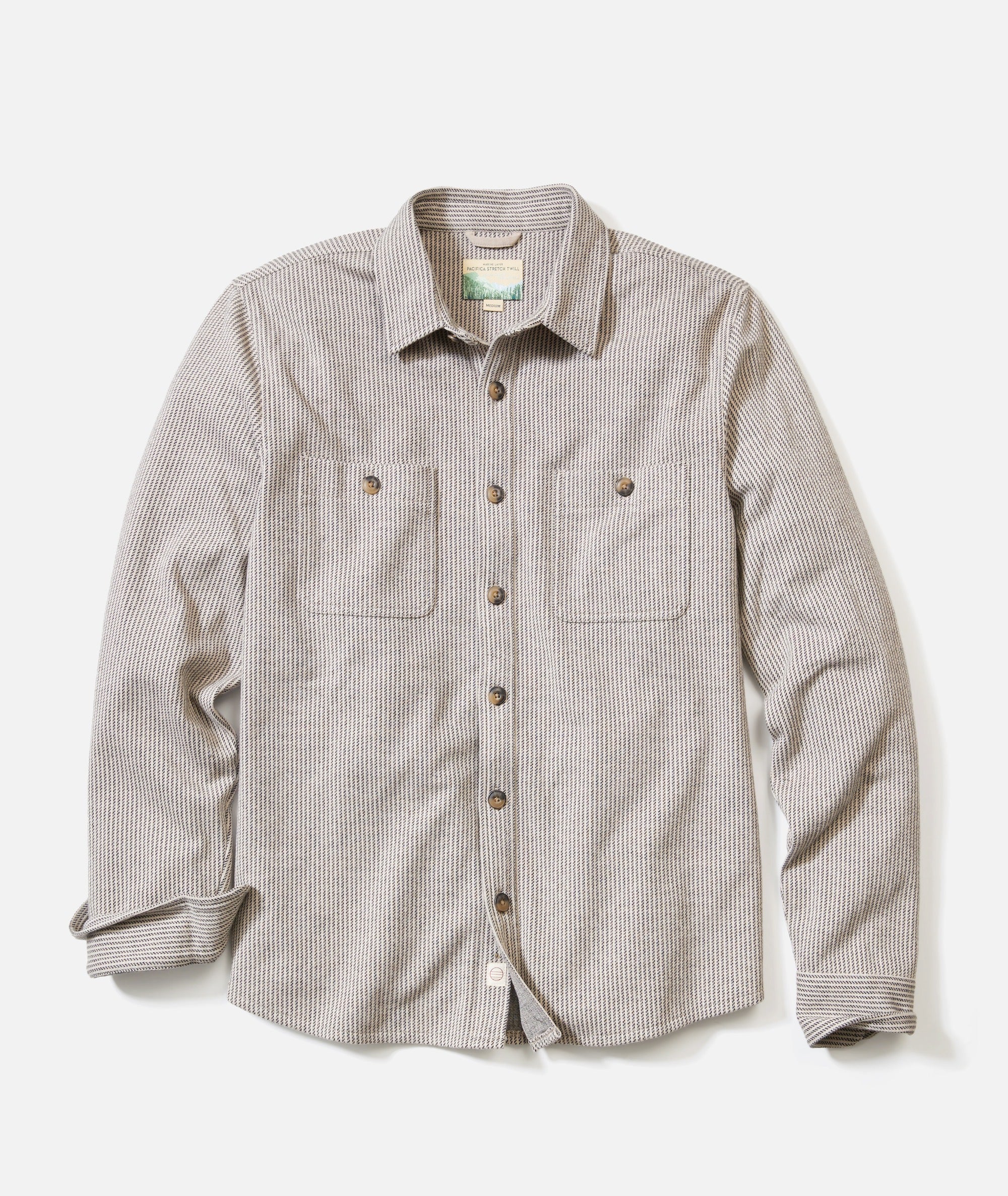 Pacifica Stretch Twill Overshirt - Grey Railroad Stripe