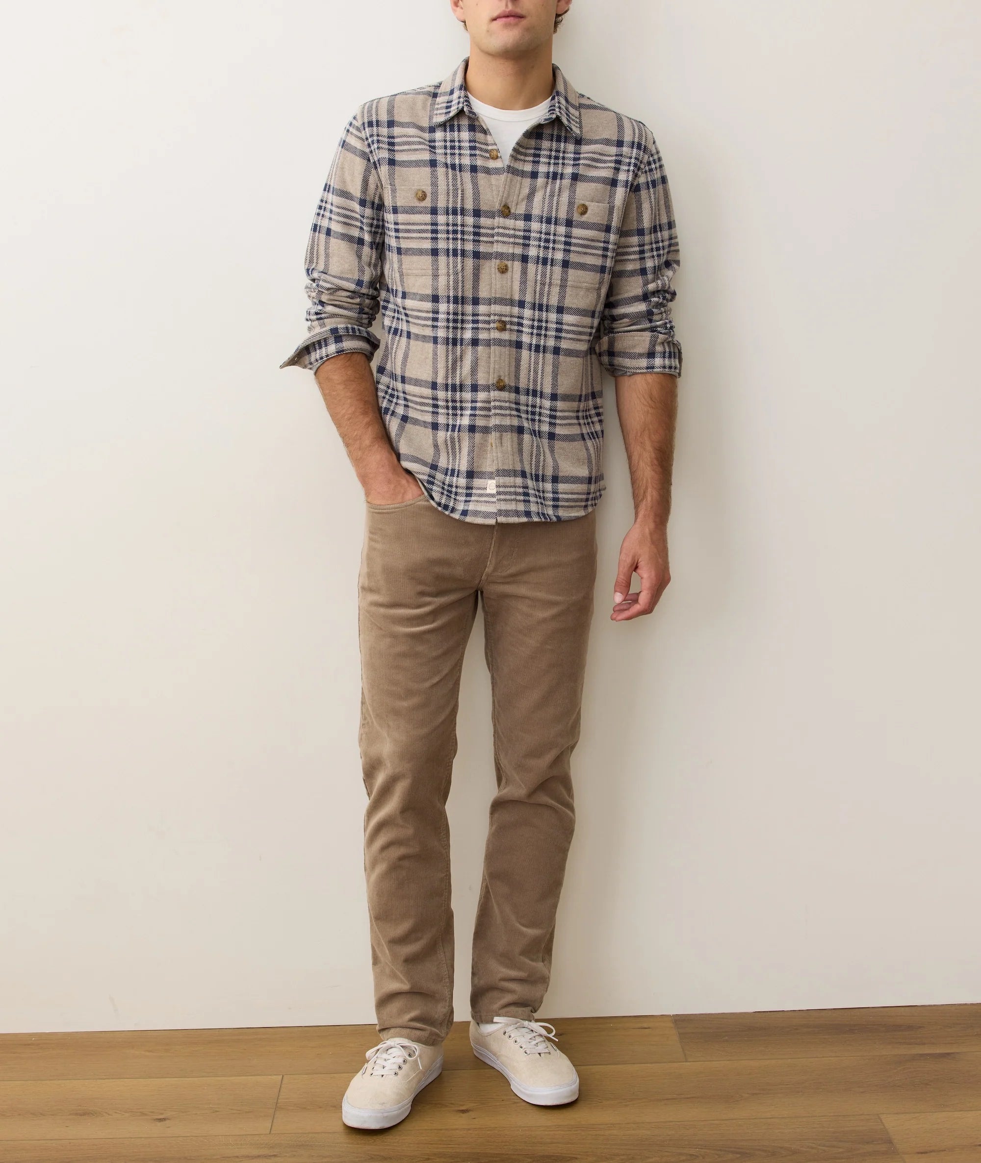Pacifica Stretch Twill Overshirt - Taupe Plaid