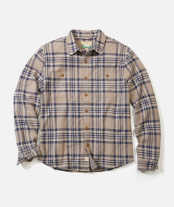 Pacifica Stretch Twill Overshirt - Taupe Plaid