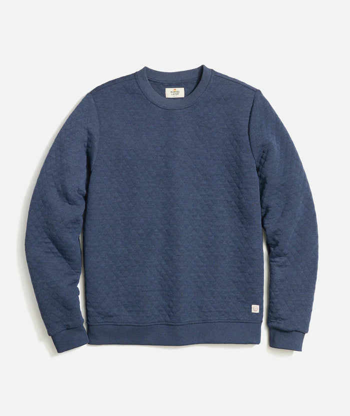 Men's Corbet Quilted Crewneck in Navy Heather