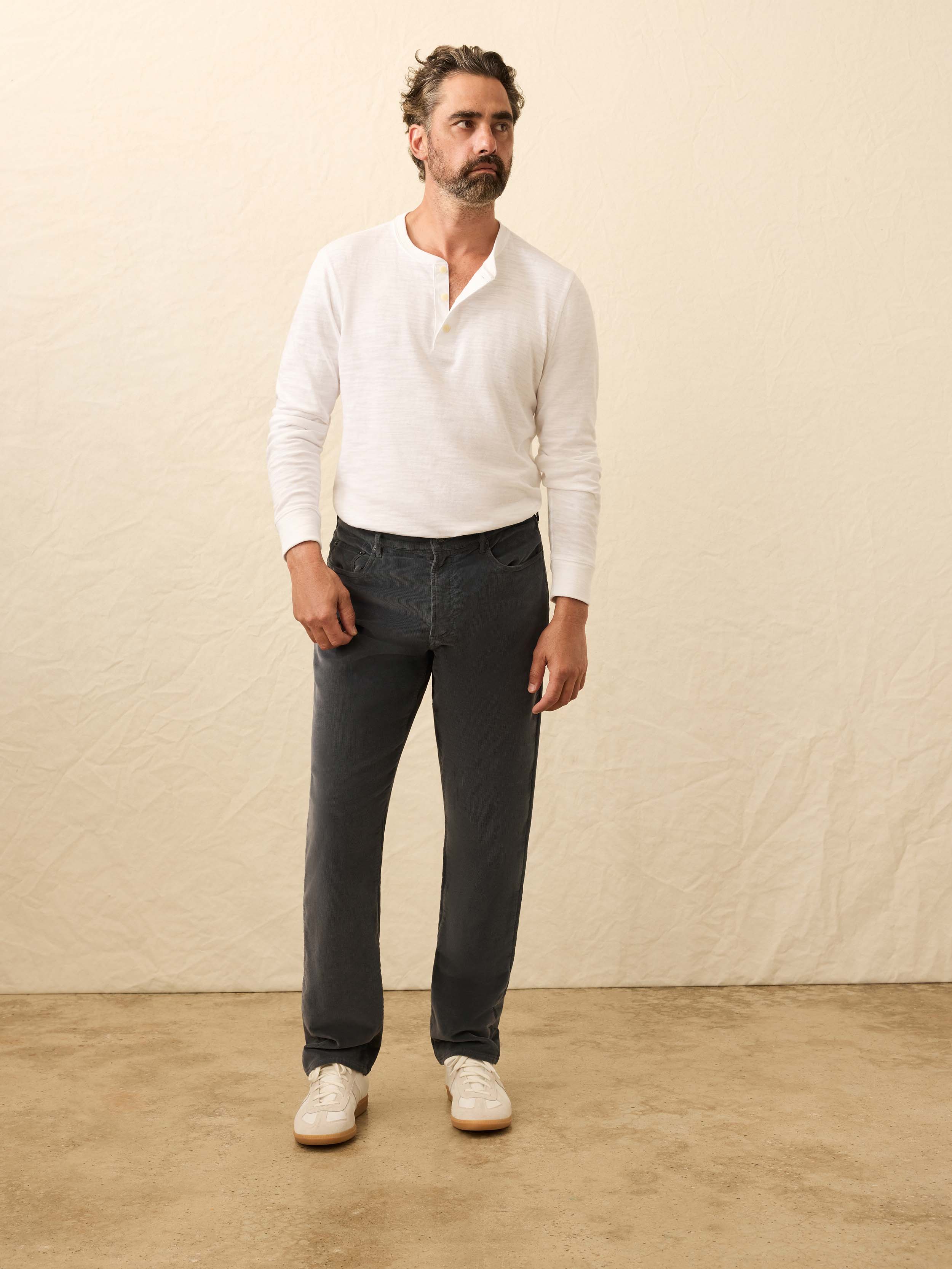 Stretch Terry Corduroy 5-Pocket Pant - Steel River