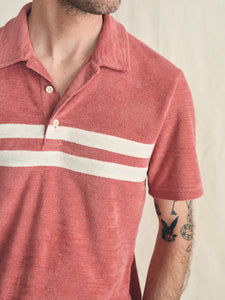 Cabana Towel Terry Surf Stripe Polo Shirt