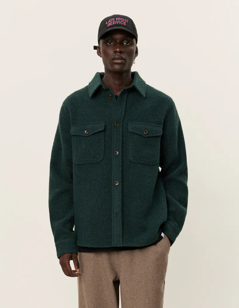 Lennon Bouclé Overshirt - Pine Green