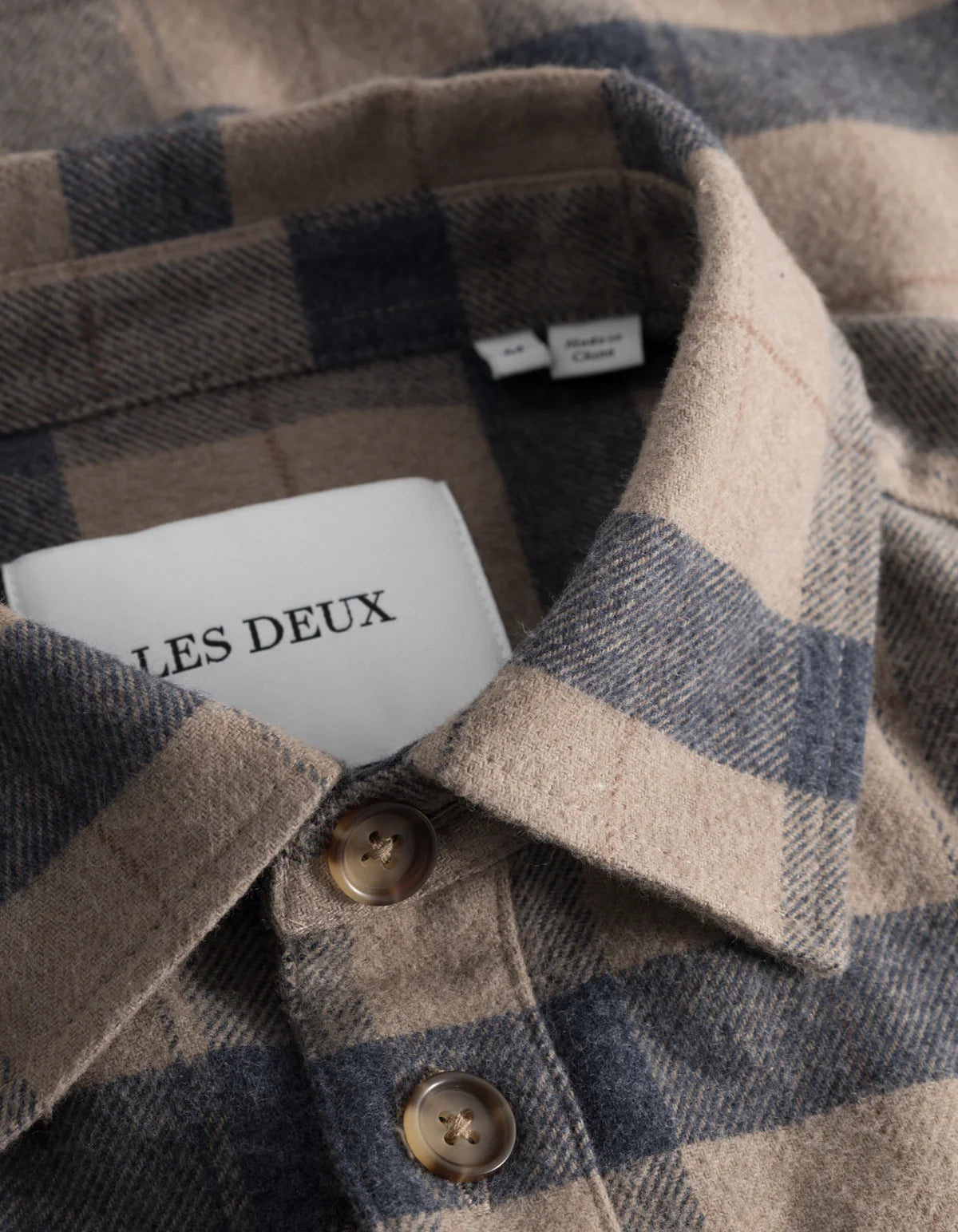 Lennon Flannel Check Overshirt - Desert Taupe/Dark Navy