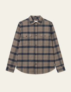 Lennon Flannel Check Overshirt - Desert Taupe/Dark Navy