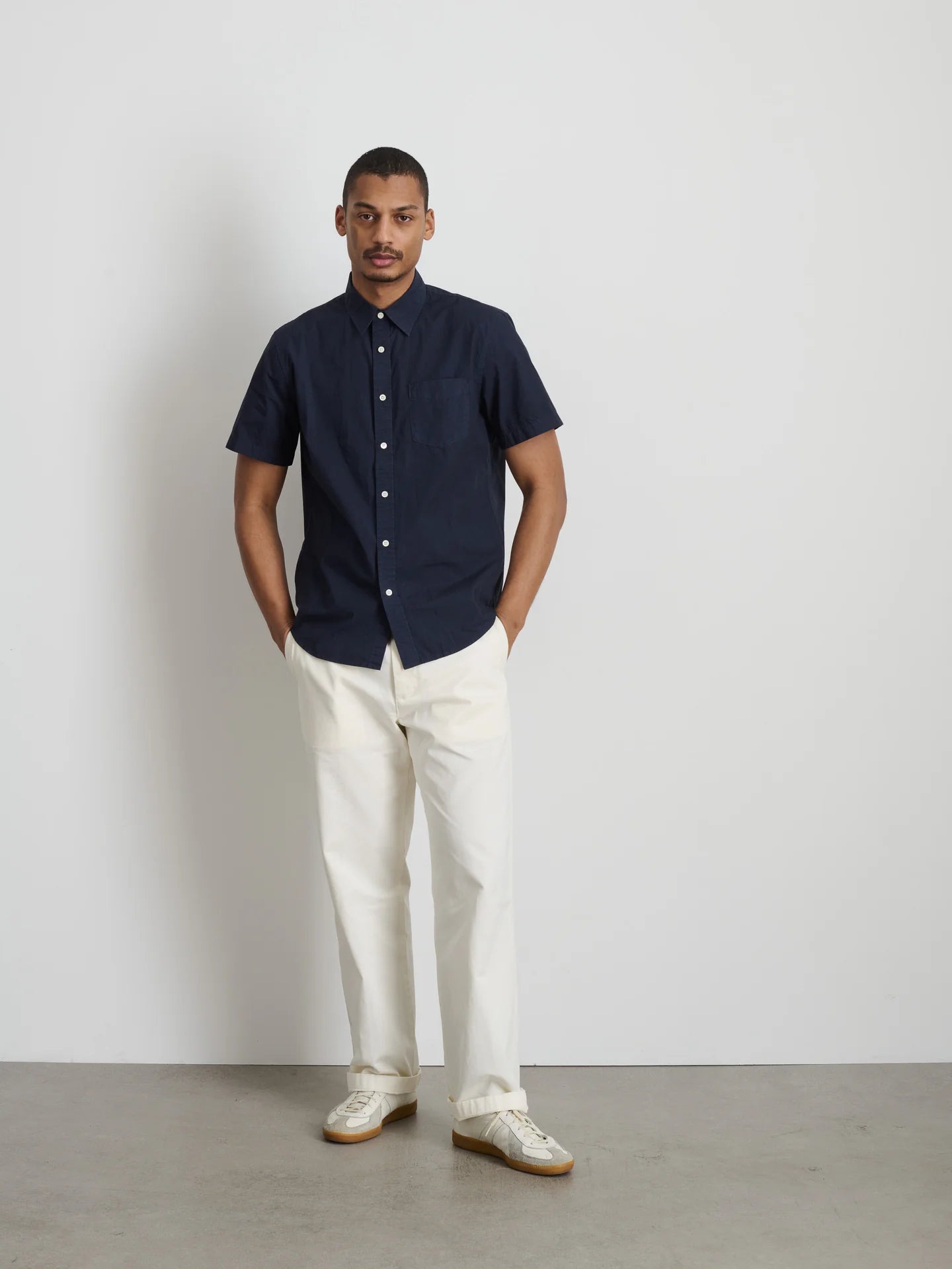 Short Sleeve Mill Shirt in Cotton Poplin