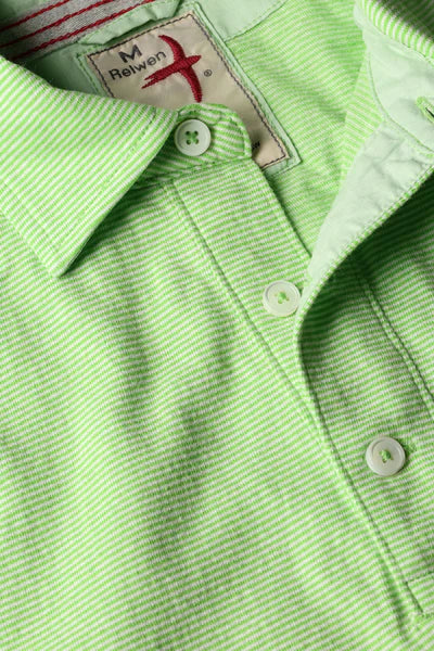 THE Ringspun Polo - LIME/WHITE STRIPE