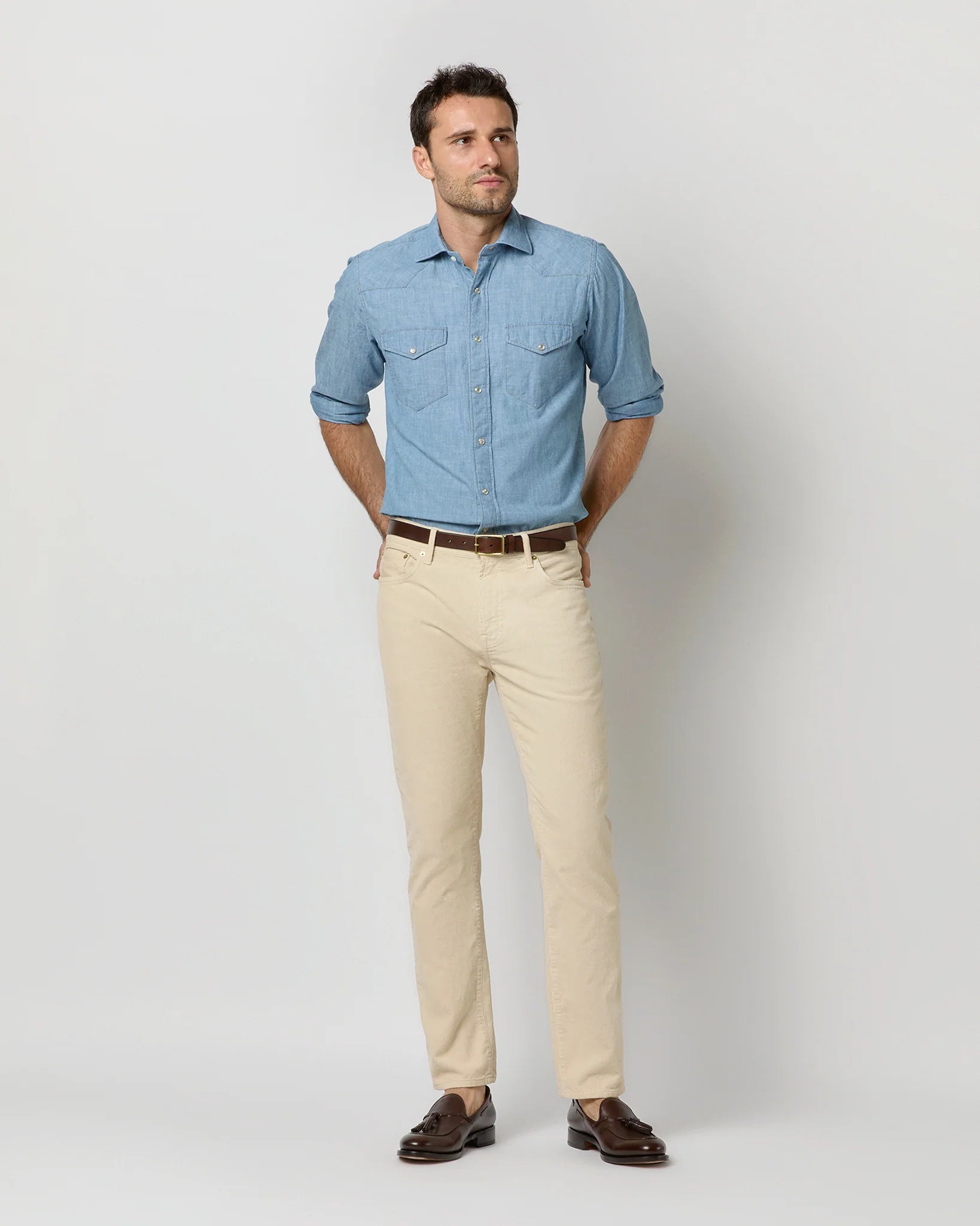 Slim Straight 5-Pocket Pant Bone Garment-Dyed Corduroy