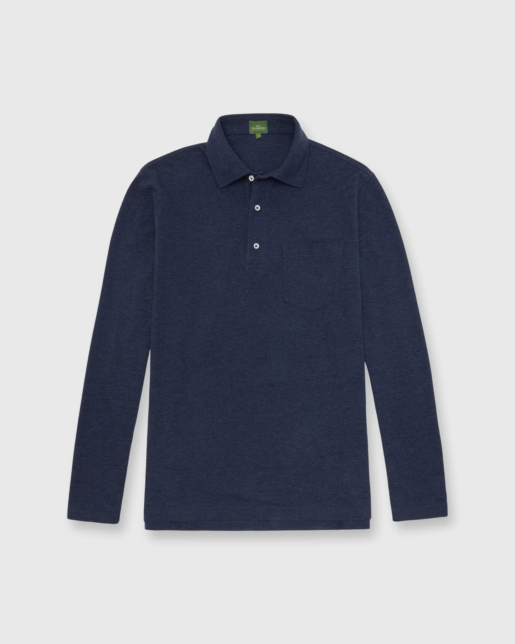 Long-Sleeved Polo Heather Denim Pima Pique