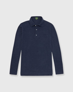 Long-Sleeved Polo Heather Denim Pima Pique