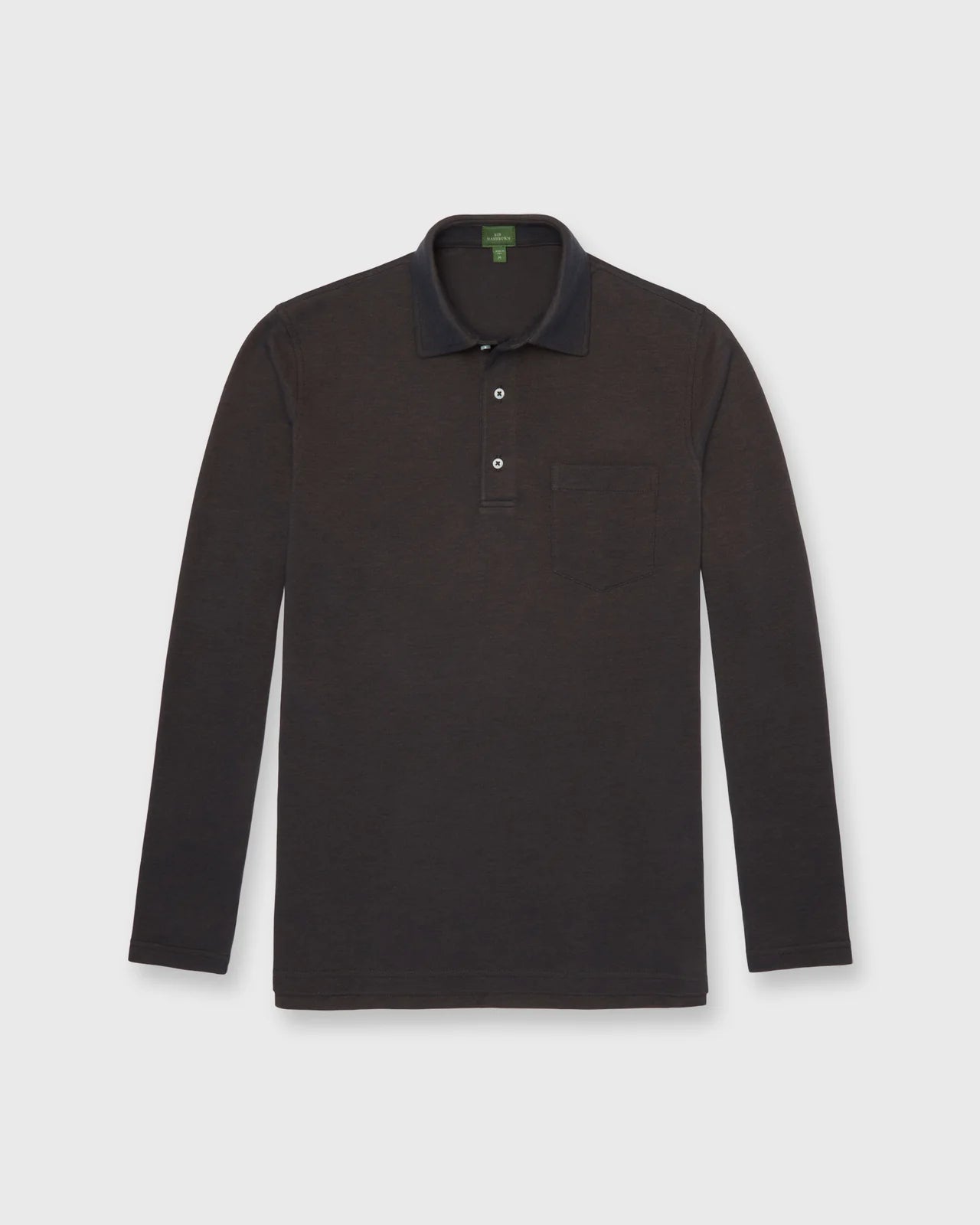 Long-Sleeved Polo - Brown Dark Oxford Pima Pique