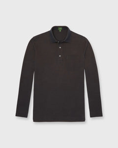 Long-Sleeved Polo - Brown Dark Oxford Pima Pique