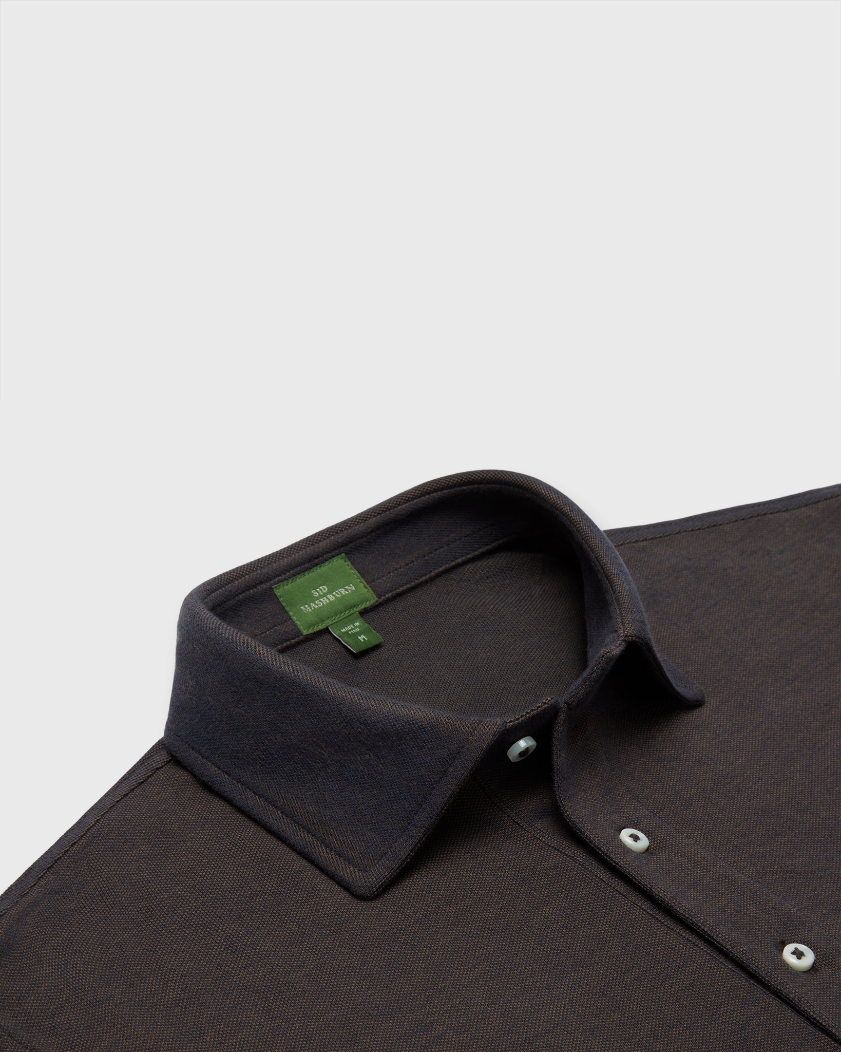 Long-Sleeved Polo - Brown Dark Oxford Pima Pique