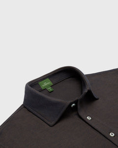 Long-Sleeved Polo - Brown Dark Oxford Pima Pique