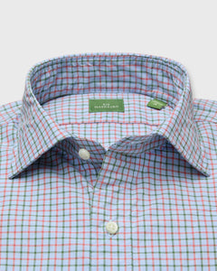 Spread Collar Sport Shirt - Sky/Poppy/Green Tattersall Poplin