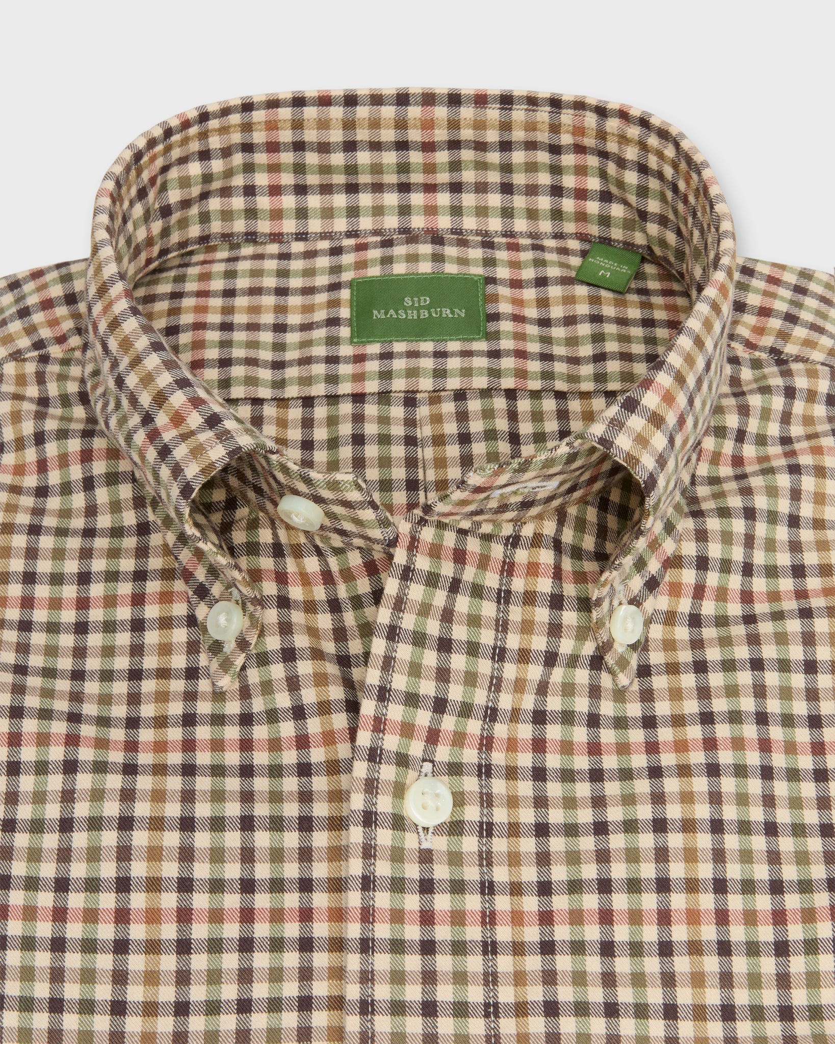 Button-Down Sport Shirt Brown/Olive/Red Guncheck Twill