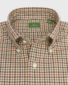 Button-Down Sport Shirt Brown/Olive/Red Guncheck Twill