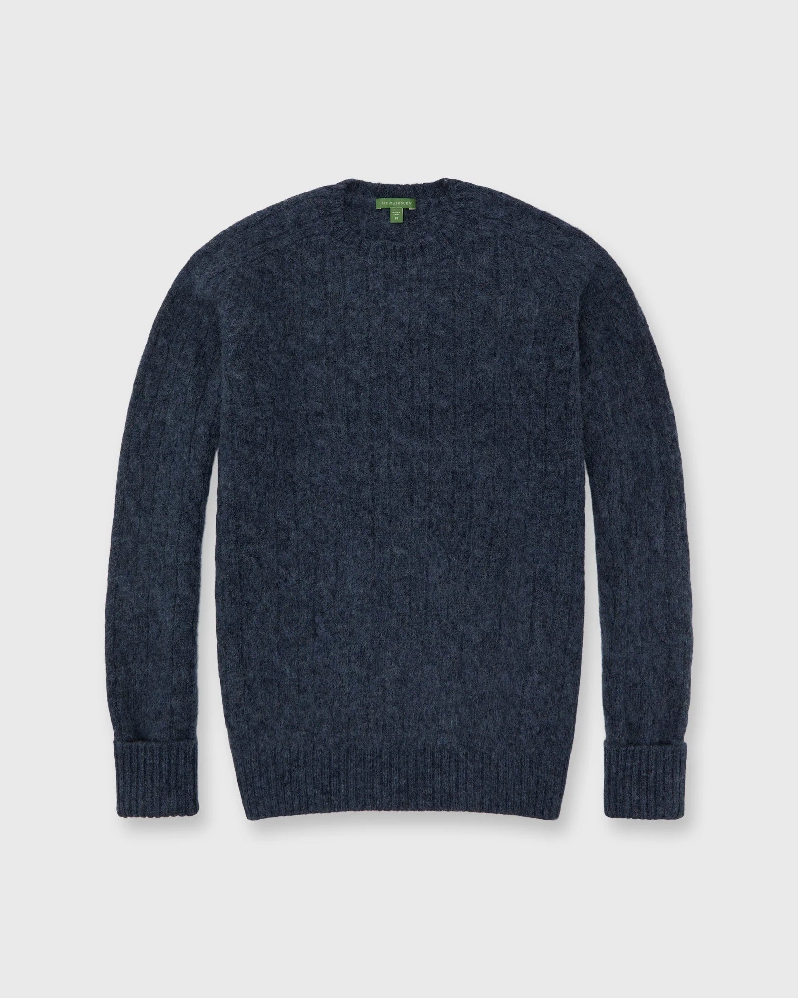 Washed Cable-Knit Crewneck Sweater Captain Wool