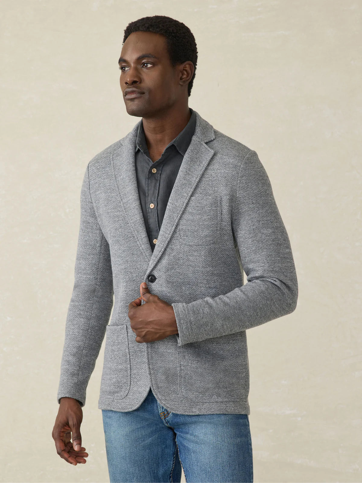 Inlet Knit Blazer - Medium Gray Melange