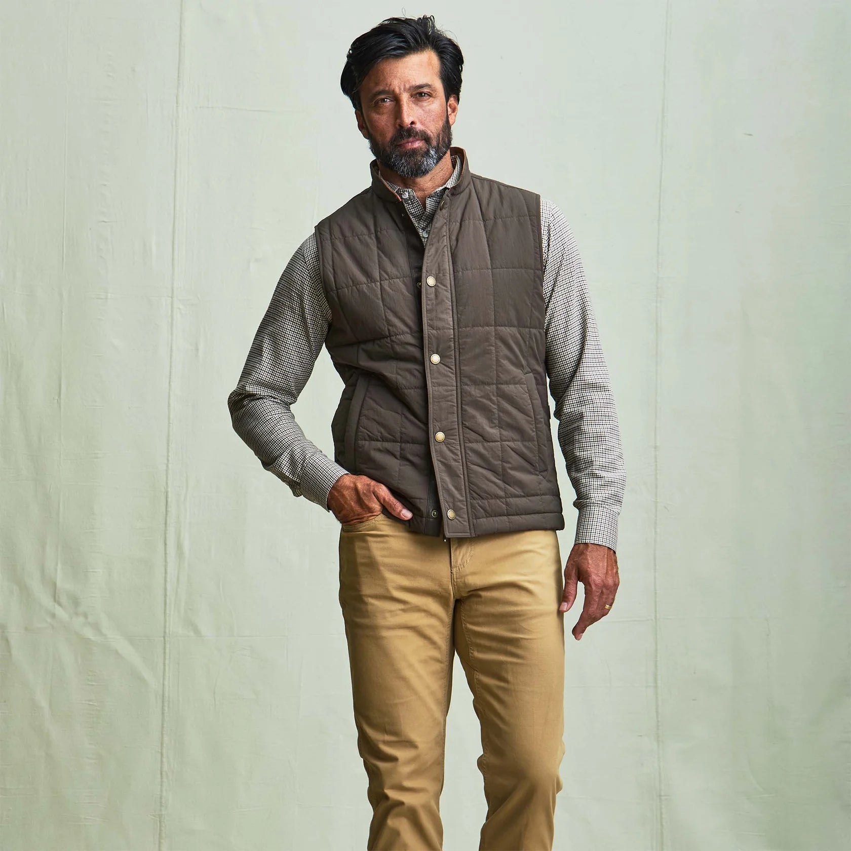 Burgess Quilted Vest - Black/Olive
