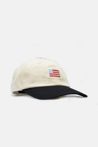 US Flag Needlepoint Hat: Blue