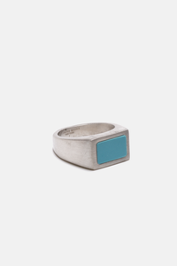 Turquoise Inlay Ring: Steel / 9