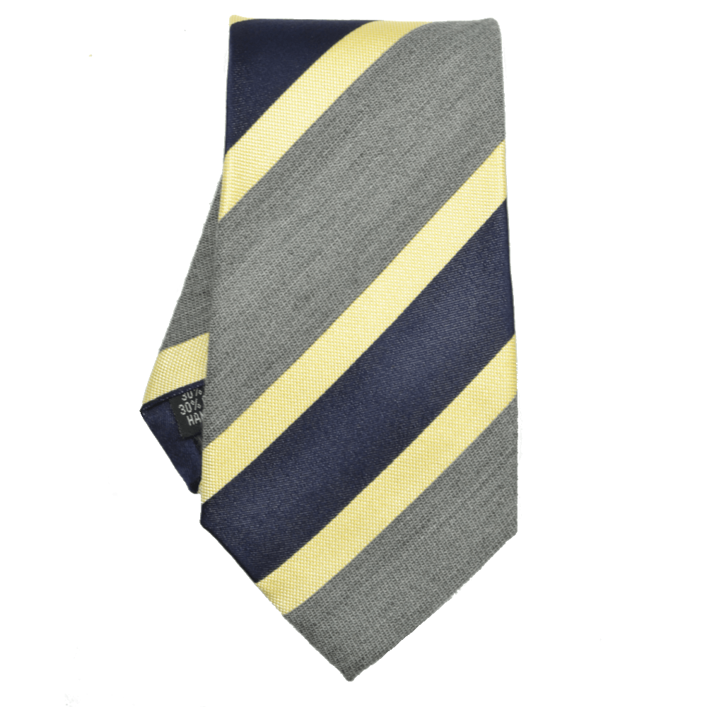 Navy Grey and Yellow Striped Tie