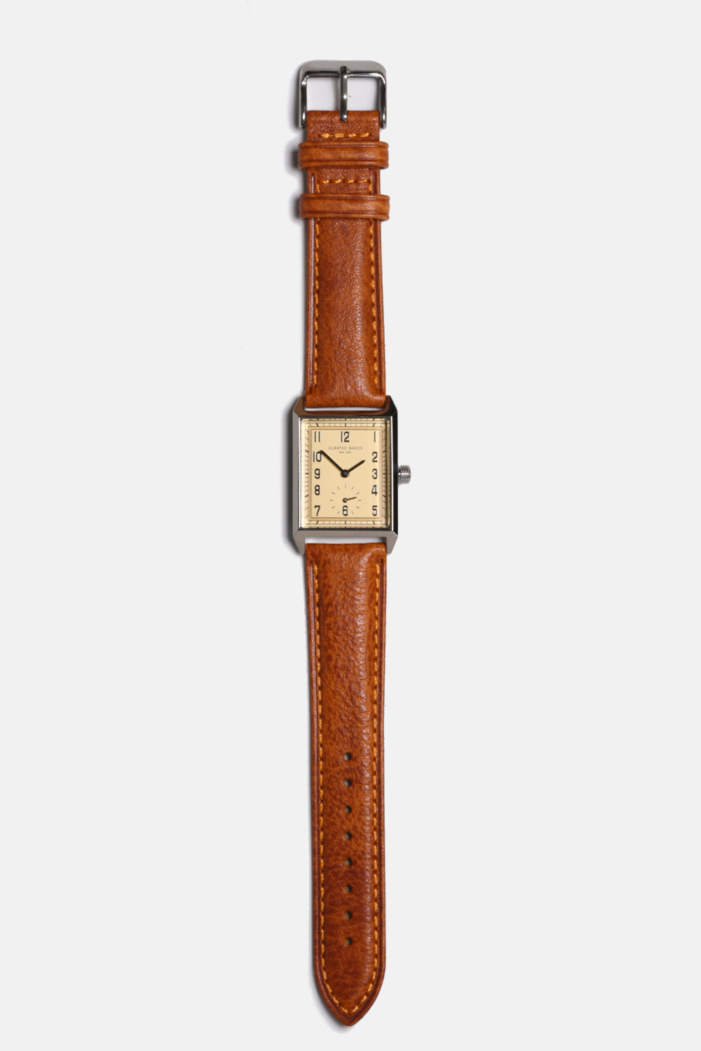 Classic Rectangular Watch: Brown Leather