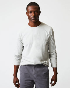 Long-Sleeve Sueded Cotton Crew