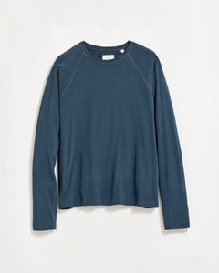 Long-Sleeve Sueded Cotton Crew