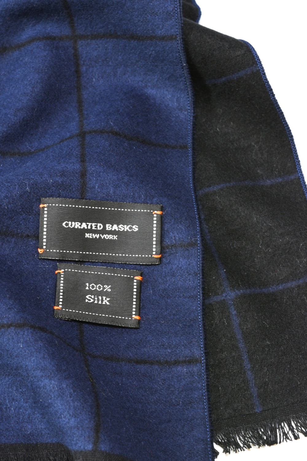 Brushed Silk Window-Pane Scarf: Purple/Charcoal