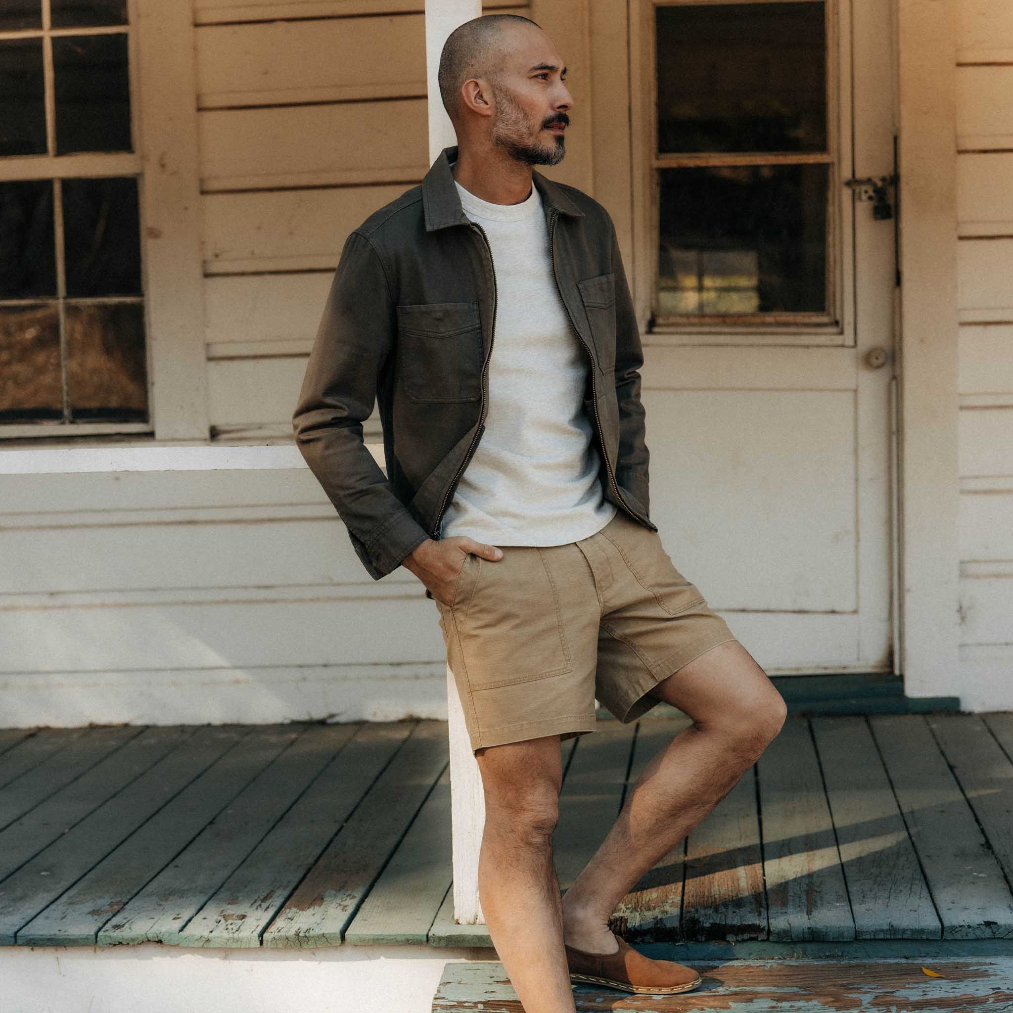 The Surplus Short in Khaki Reverse Sateen