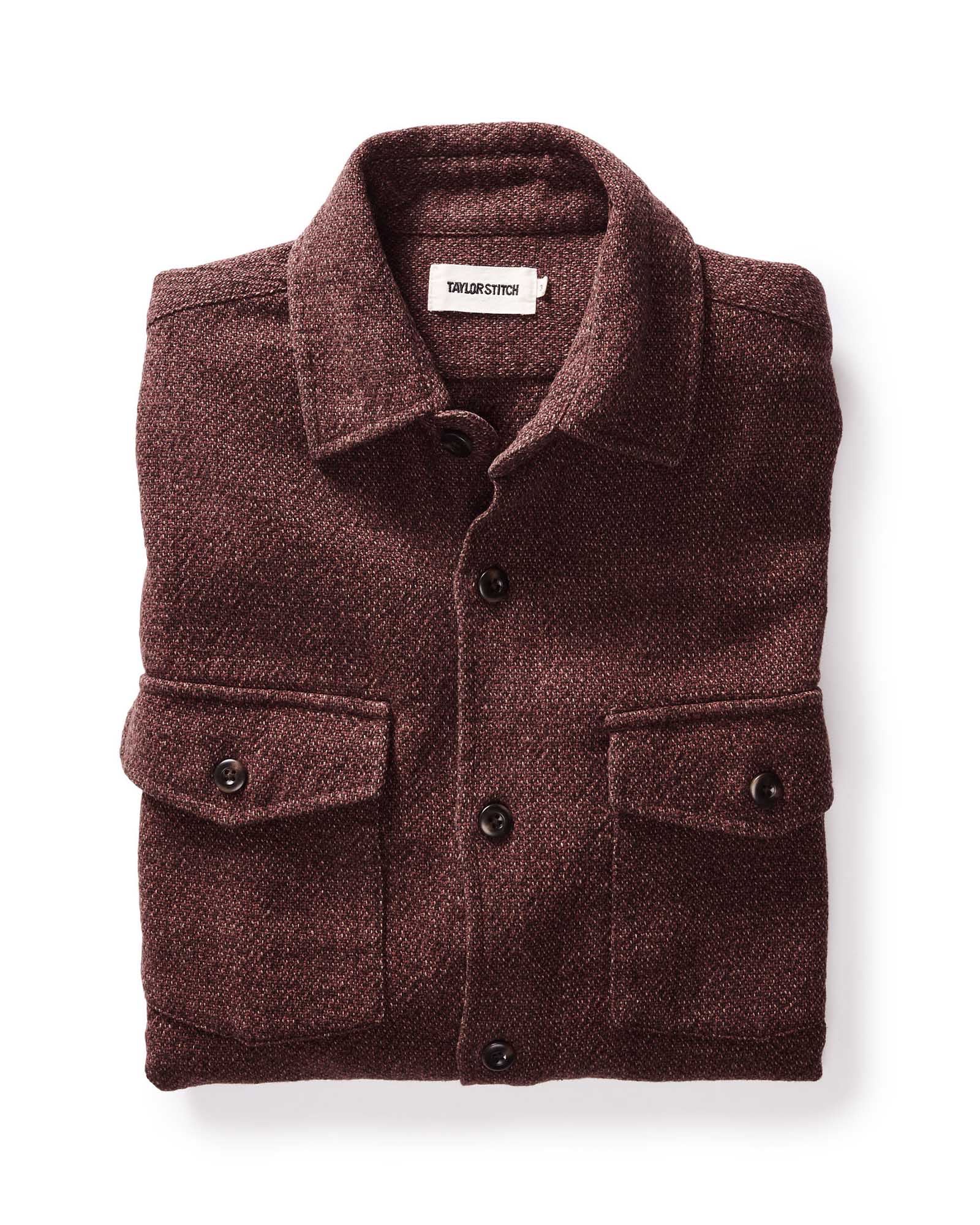 The Point Shirt in Burgundy Linen Tweed